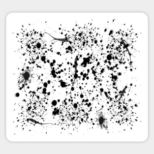 Black and White Pattern Paint Splats and Twigs Sticker